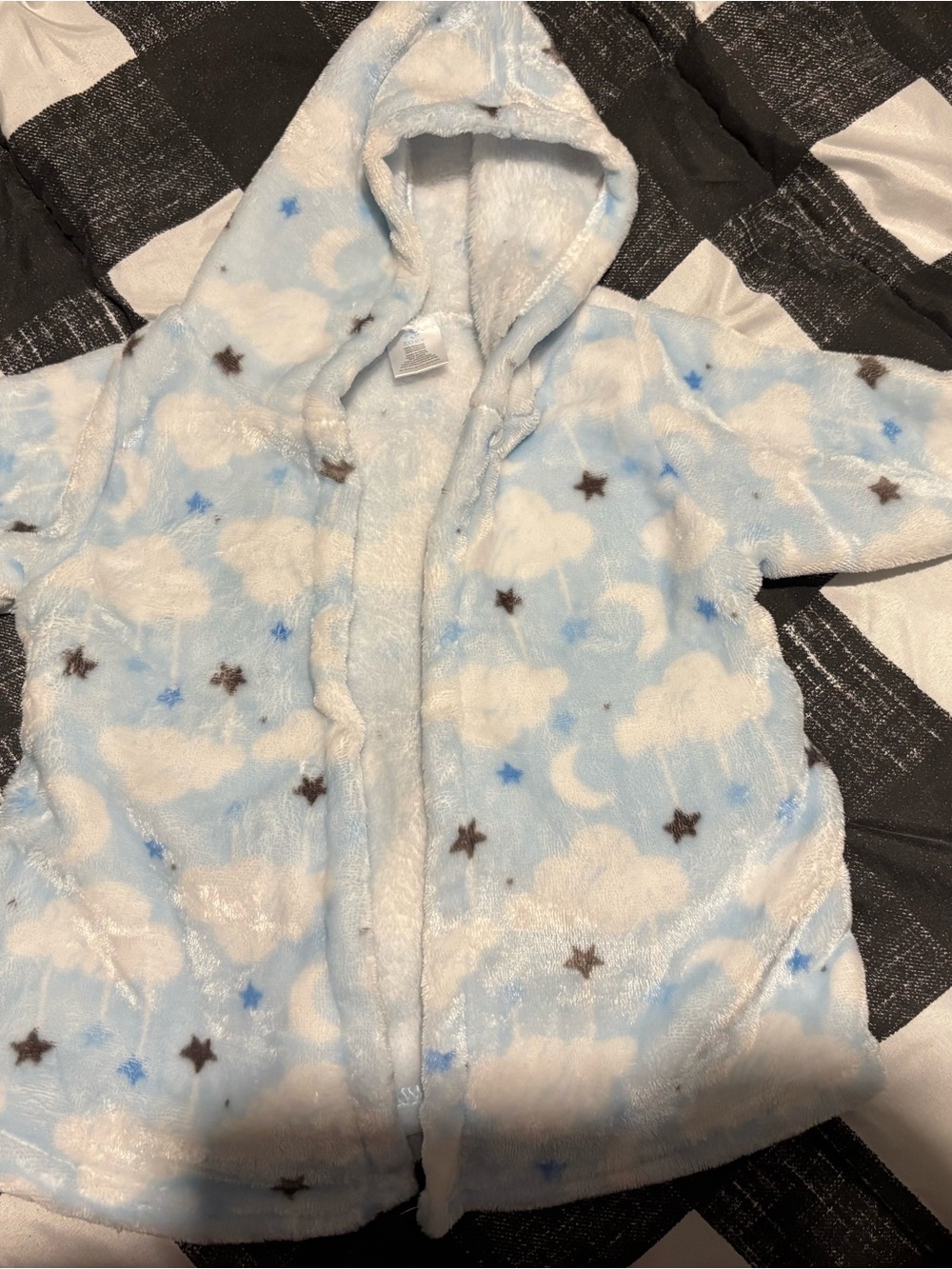 Kids Blue Cloud & Star Hooded Pajama Robe